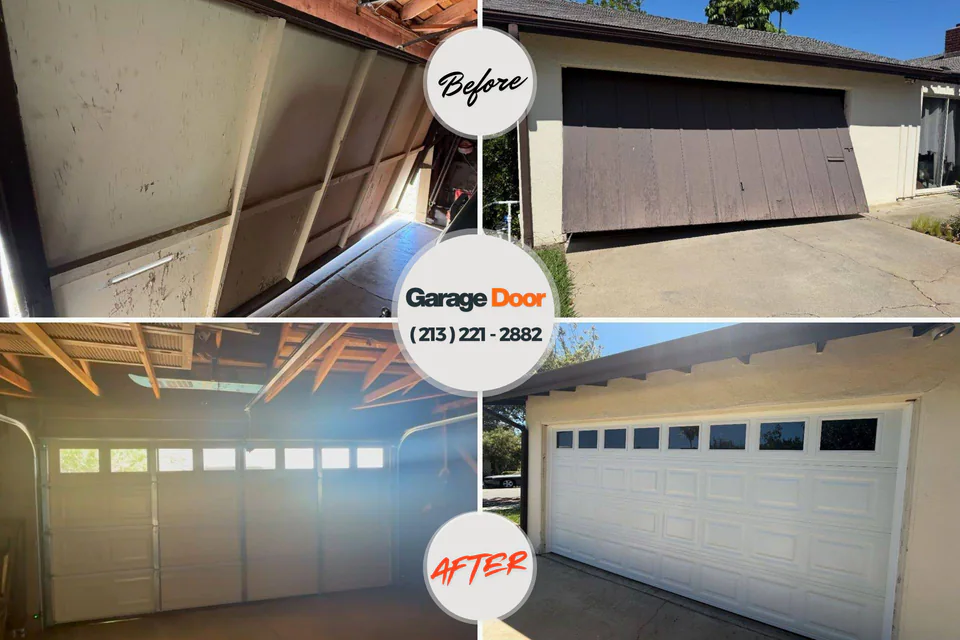 Before and after: garage door repair Red Hill, PA